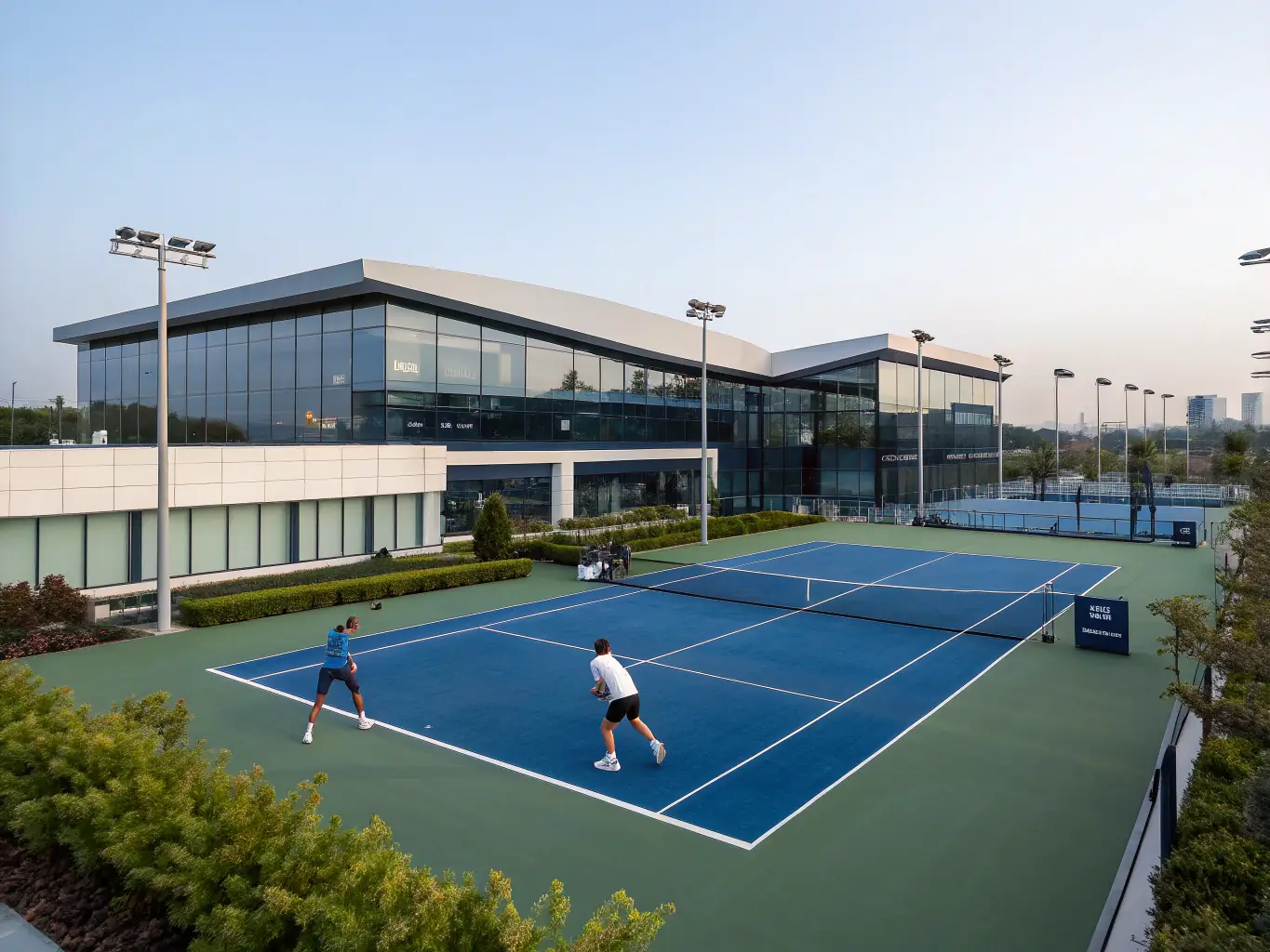 An image showcasing the high-quality tennis facilities at ALT Léran, including well-maintained courts and modern amenities, emphasizing the commitment to providing a premium playing experience.